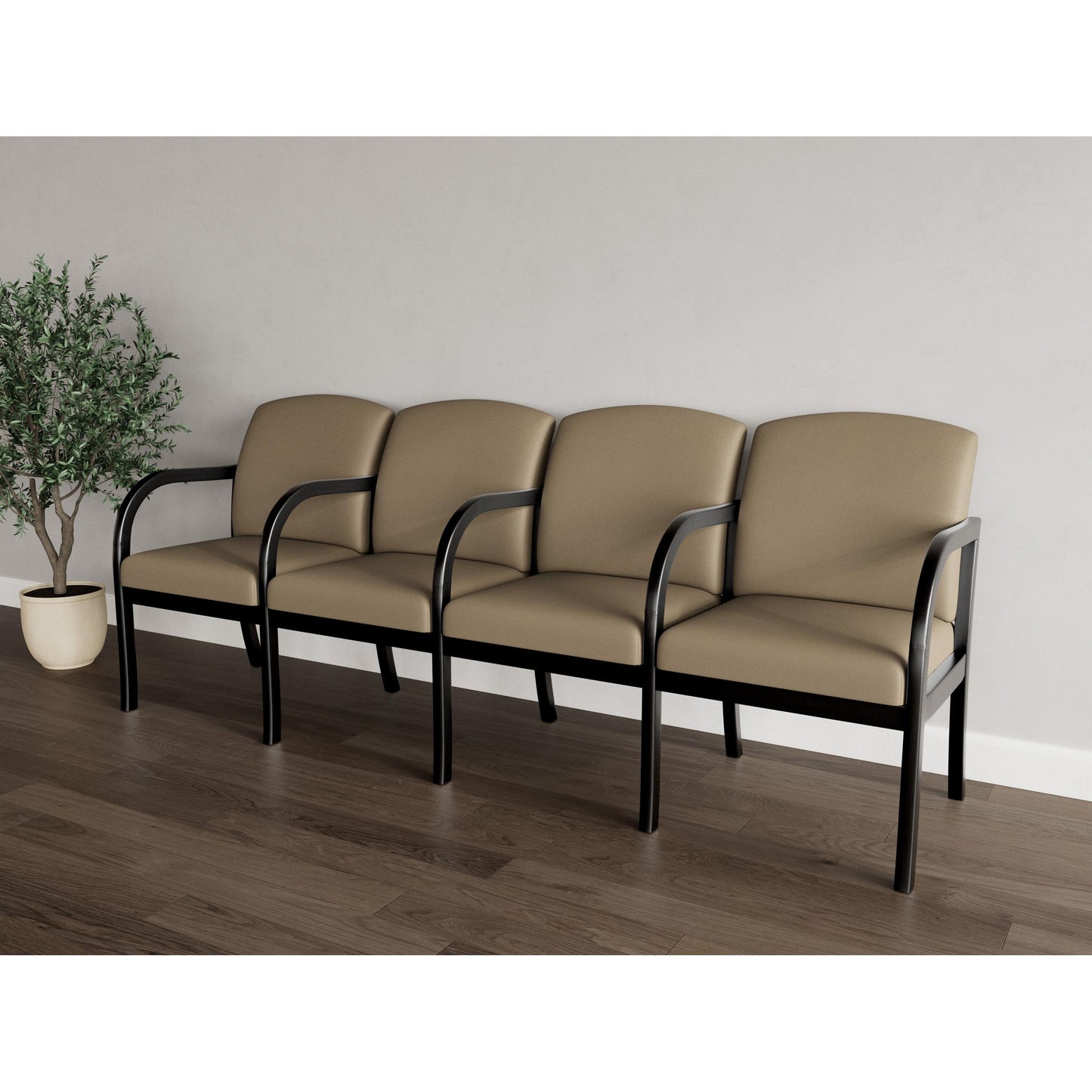 Weston Waiting Reception 4 Seat Tandem Seating Wood Frame