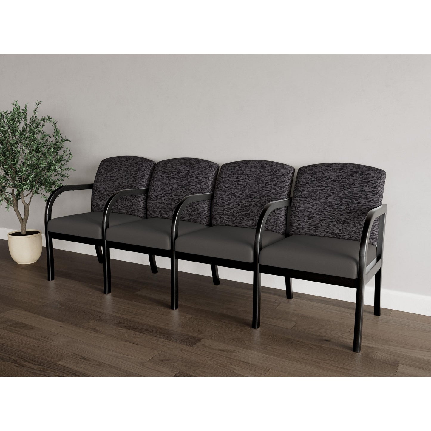 Weston Waiting Reception 4 Seat Tandem Seating Wood Frame