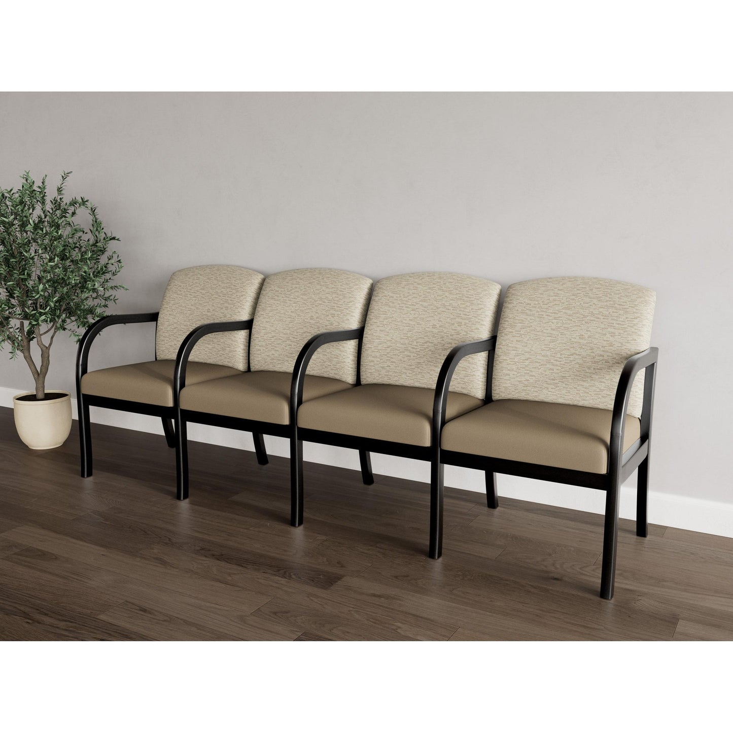 Weston Waiting Reception 4 Seat Tandem Seating Wood Frame