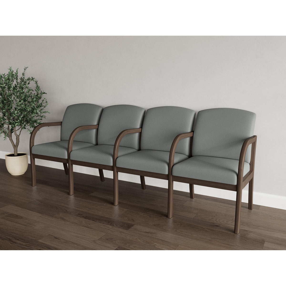Weston Waiting Reception 4 Seat Tandem Seating Wood Frame