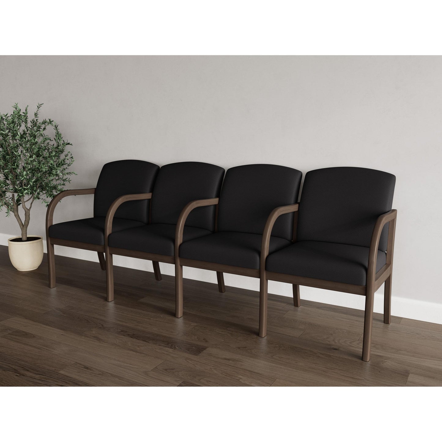 Weston Waiting Reception 4 Seat Tandem Seating Wood Frame