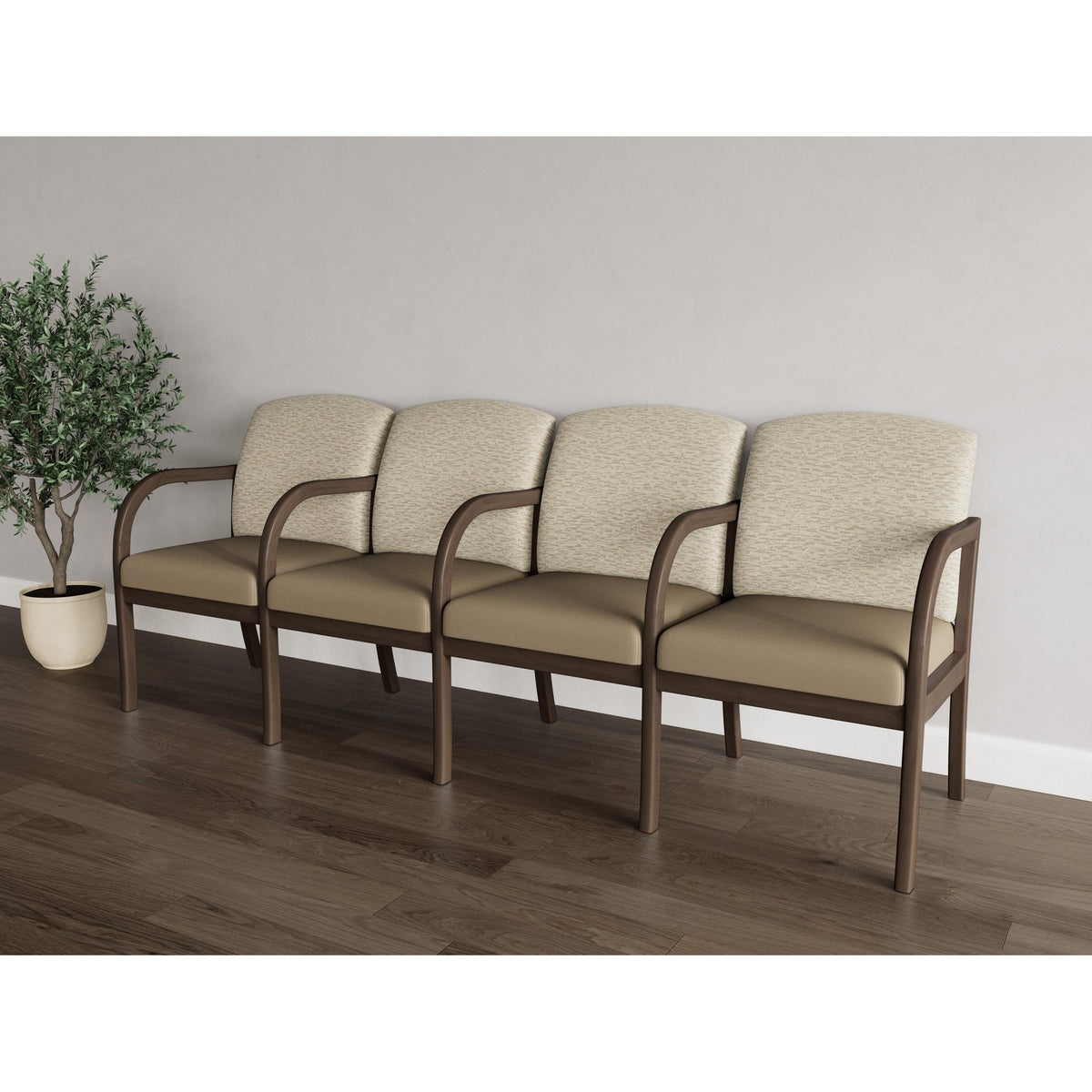Weston Waiting Reception 4 Seat Tandem Seating Wood Frame