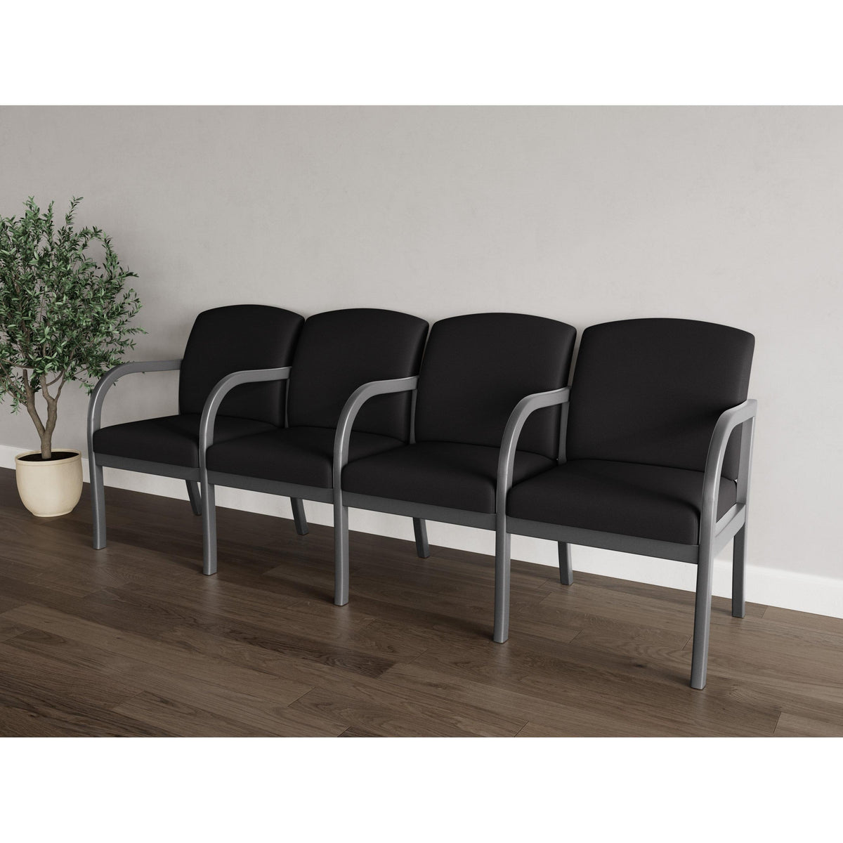 Weston Waiting Reception 4 Seat Tandem Seating Wood Frame