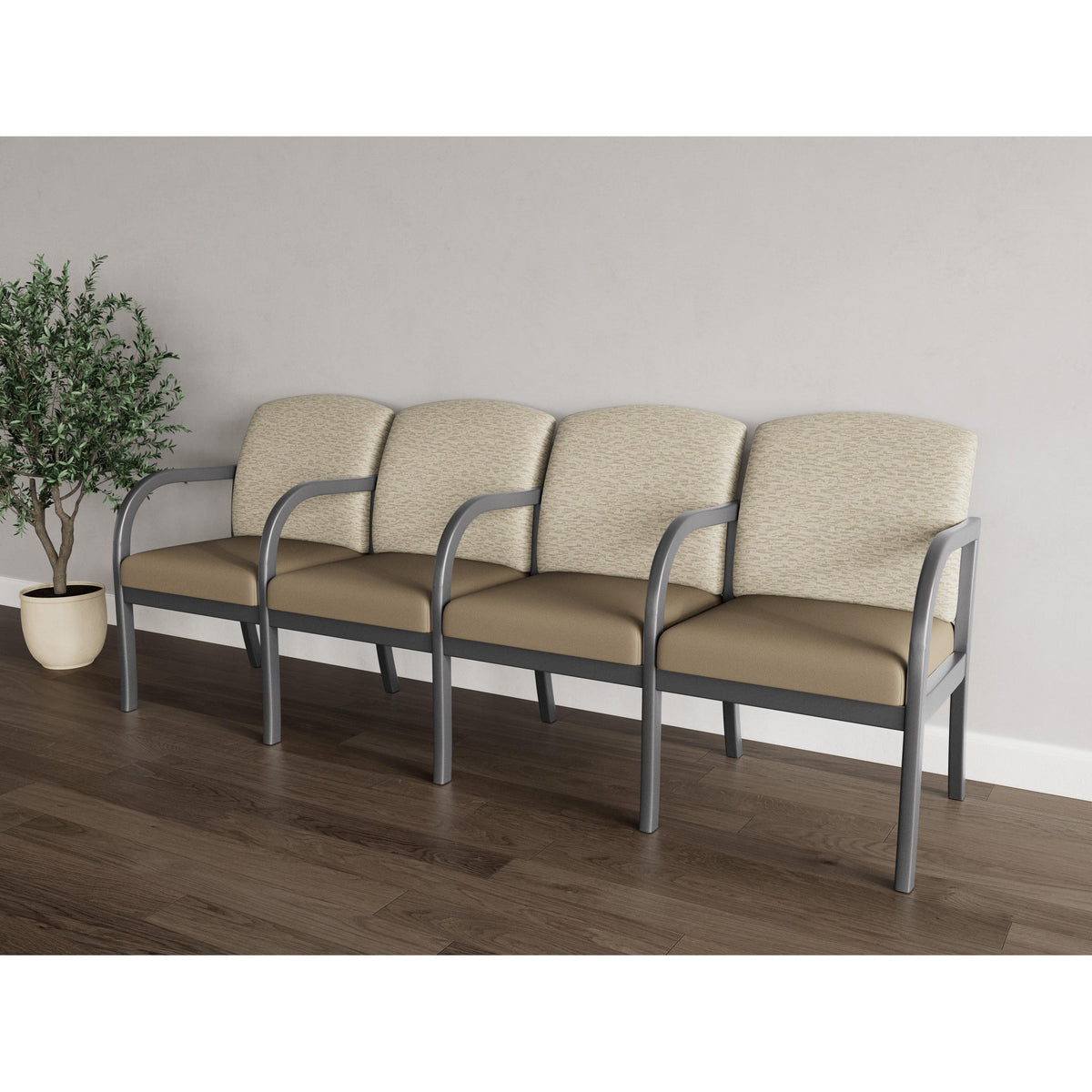 Weston Waiting Reception 4 Seat Tandem Seating Wood Frame