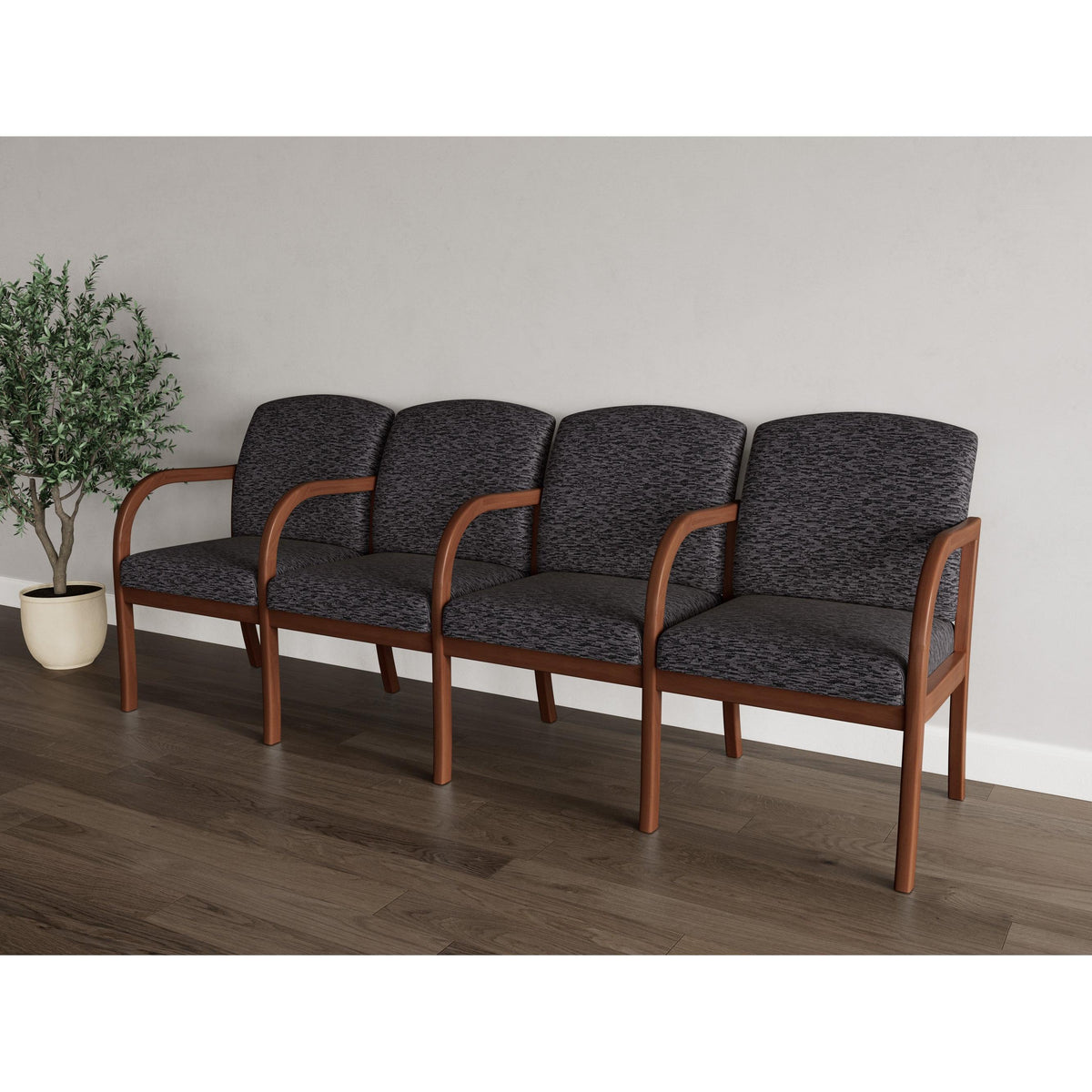 Weston Waiting Reception 4 Seat Tandem Seating Wood Frame