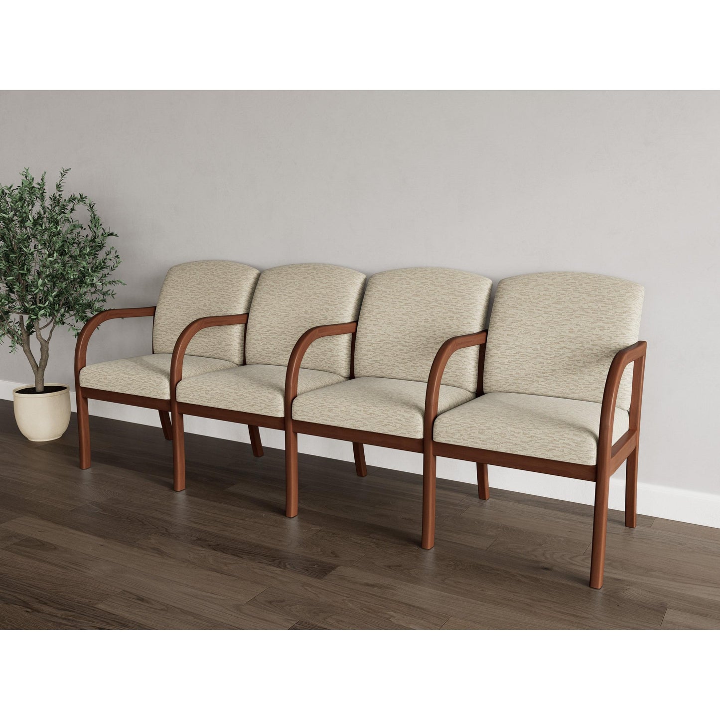 Weston Waiting Reception 4 Seat Tandem Seating Wood Frame