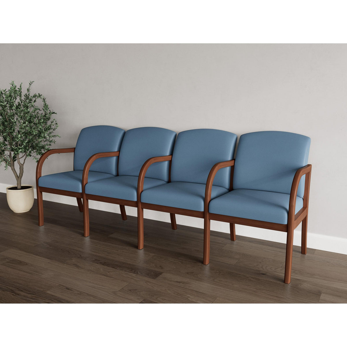 Weston Waiting Reception 4 Seat Tandem Seating Wood Frame