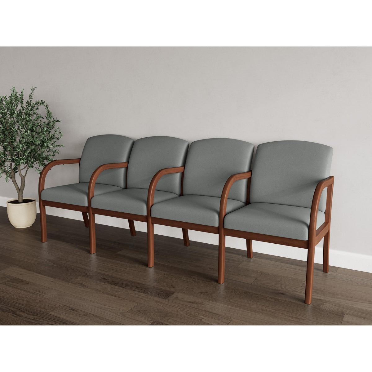 Weston Waiting Reception 4 Seat Tandem Seating Wood Frame