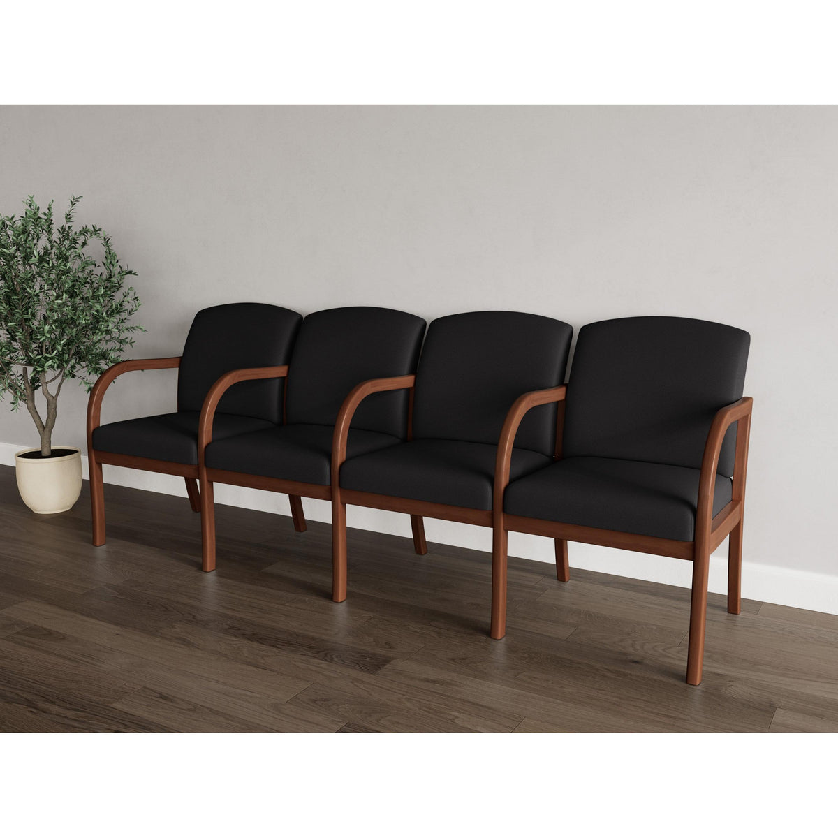 Weston Waiting Reception 4 Seat Tandem Seating Wood Frame
