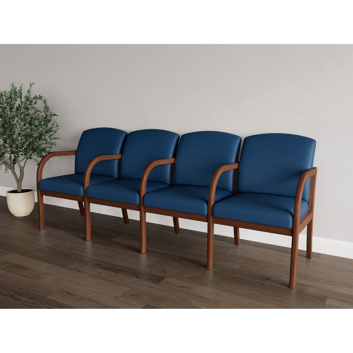 Weston Waiting Reception 4 Seat Tandem Seating Wood Frame