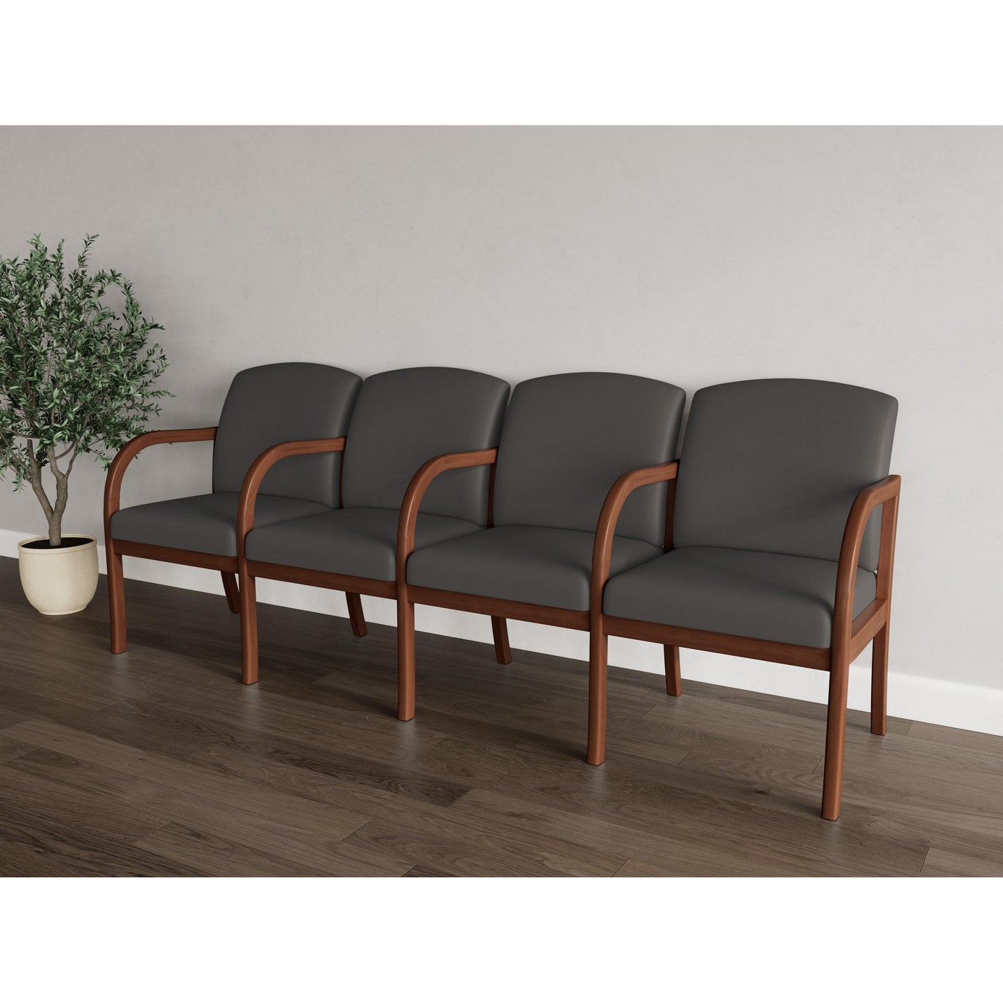 Weston Waiting Reception 4 Seat Tandem Seating Wood Frame