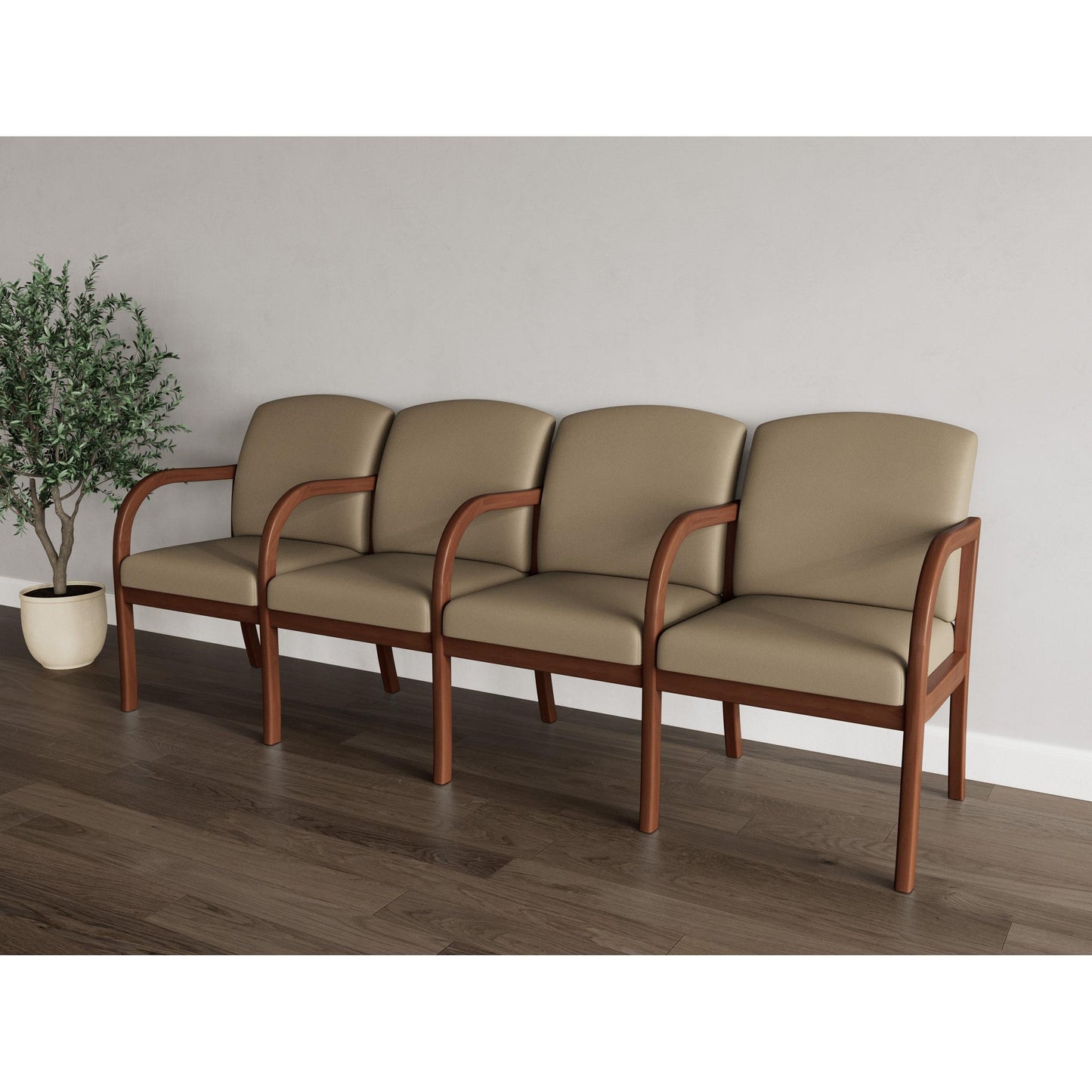 Weston Waiting Reception 4 Seat Tandem Seating Wood Frame
