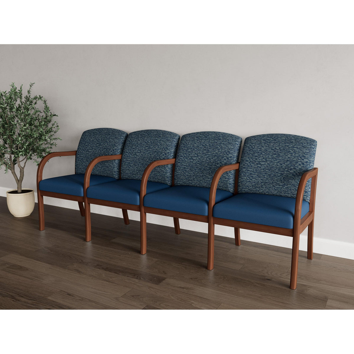 Weston Waiting Reception 4 Seat Tandem Seating Wood Frame