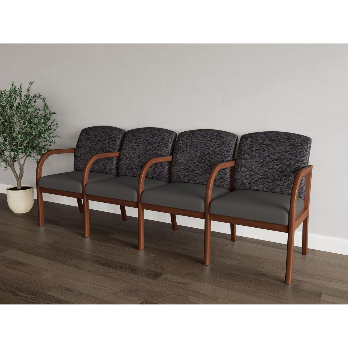 Weston Waiting Reception 4 Seat Tandem Seating Wood Frame