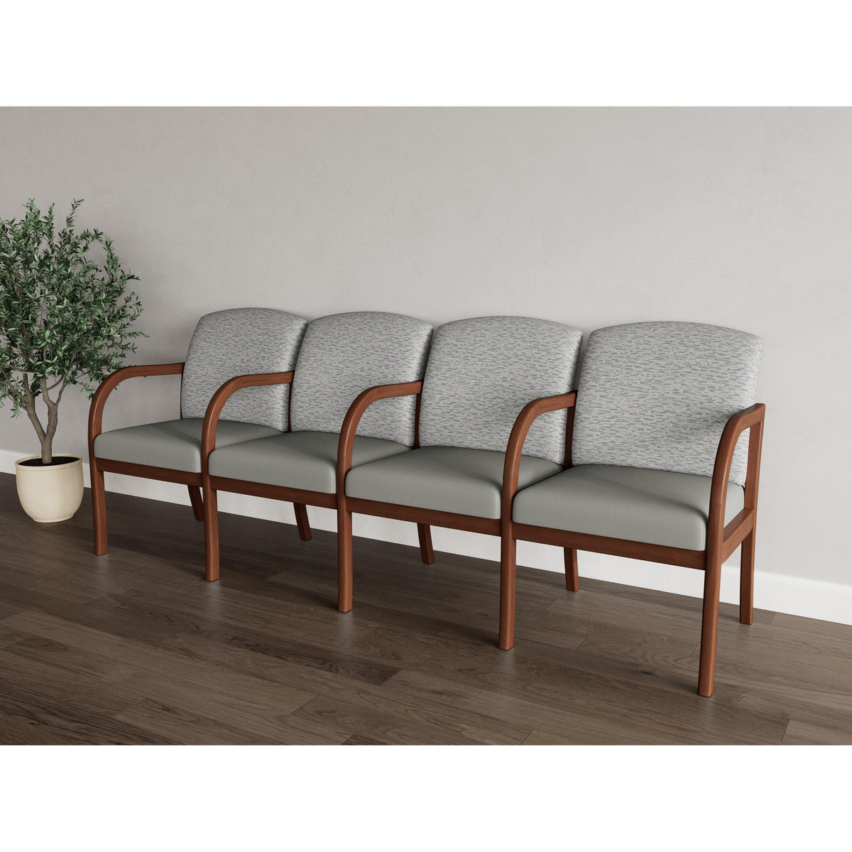 Weston Waiting Reception 4 Seat Tandem Seating Wood Frame