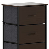 Harris 4 Drawer Storage Dresser with Black Cast Iron Frame, Brown Wood Top and Brown Easy Pull Engineered Wood Drawers with Wooden Handles