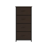 Harris 4 Drawer Storage Dresser with Black Cast Iron Frame, Brown Wood Top and Brown Easy Pull Engineered Wood Drawers with Wooden Handles