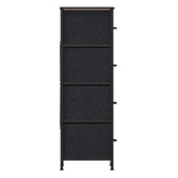 Harris 4 Drawer Storage Dresser with Black Cast Iron Frame, Brown Wood Top and Brown Easy Pull Engineered Wood Drawers with Wooden Handles