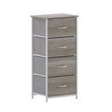 Harris 4 Drawer Storage Dresser with White Cast Iron Frame, Light Natural Wood Top and Easy Pull Engineered Wood Drawers, and White Wooden Handles