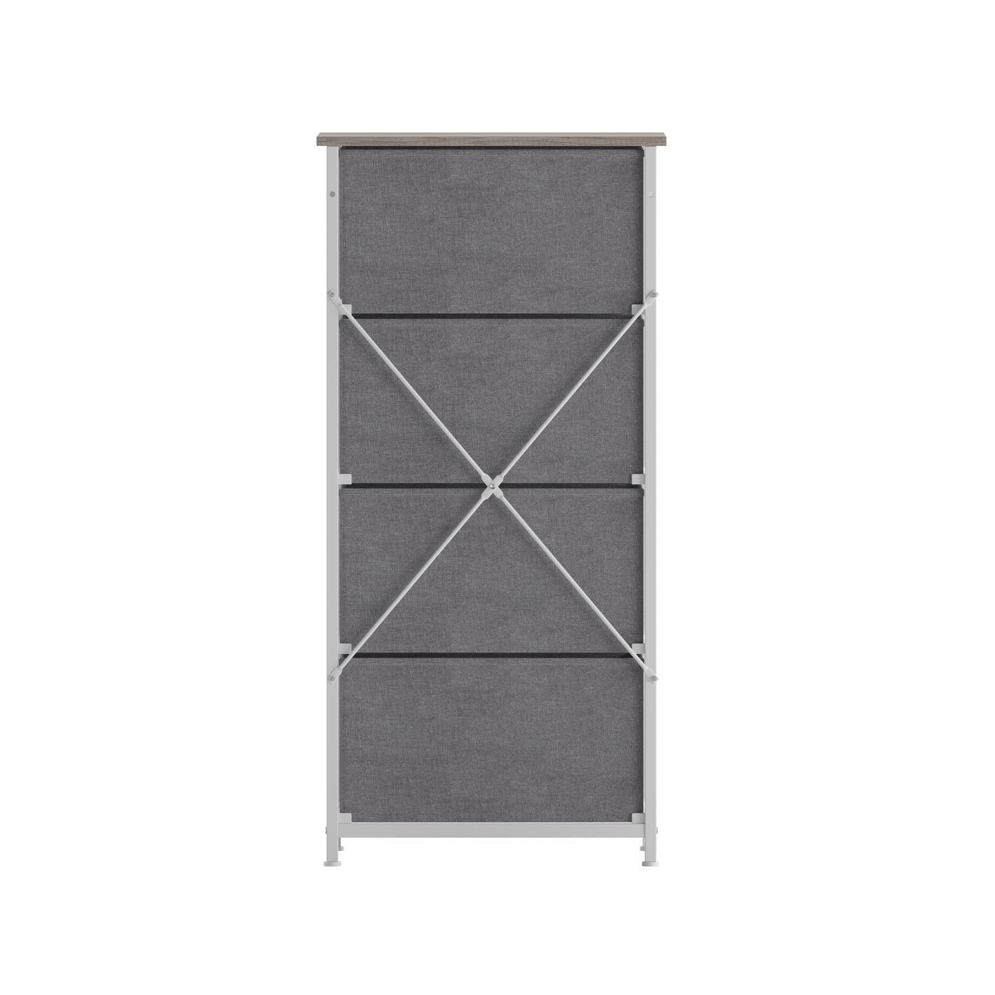 Harris 4 Drawer Storage Dresser with White Cast Iron Frame, Light Natural Wood Top and Easy Pull Engineered Wood Drawers, and White Wooden Handles