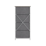 Harris 4 Drawer Storage Dresser with White Cast Iron Frame, Light Natural Wood Top and Easy Pull Engineered Wood Drawers, and White Wooden Handles