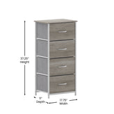 Harris 4 Drawer Storage Dresser with White Cast Iron Frame, Light Natural Wood Top and Easy Pull Engineered Wood Drawers, and White Wooden Handles