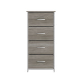 Harris 4 Drawer Storage Dresser with White Cast Iron Frame, Light Natural Wood Top and Easy Pull Engineered Wood Drawers, and White Wooden Handles