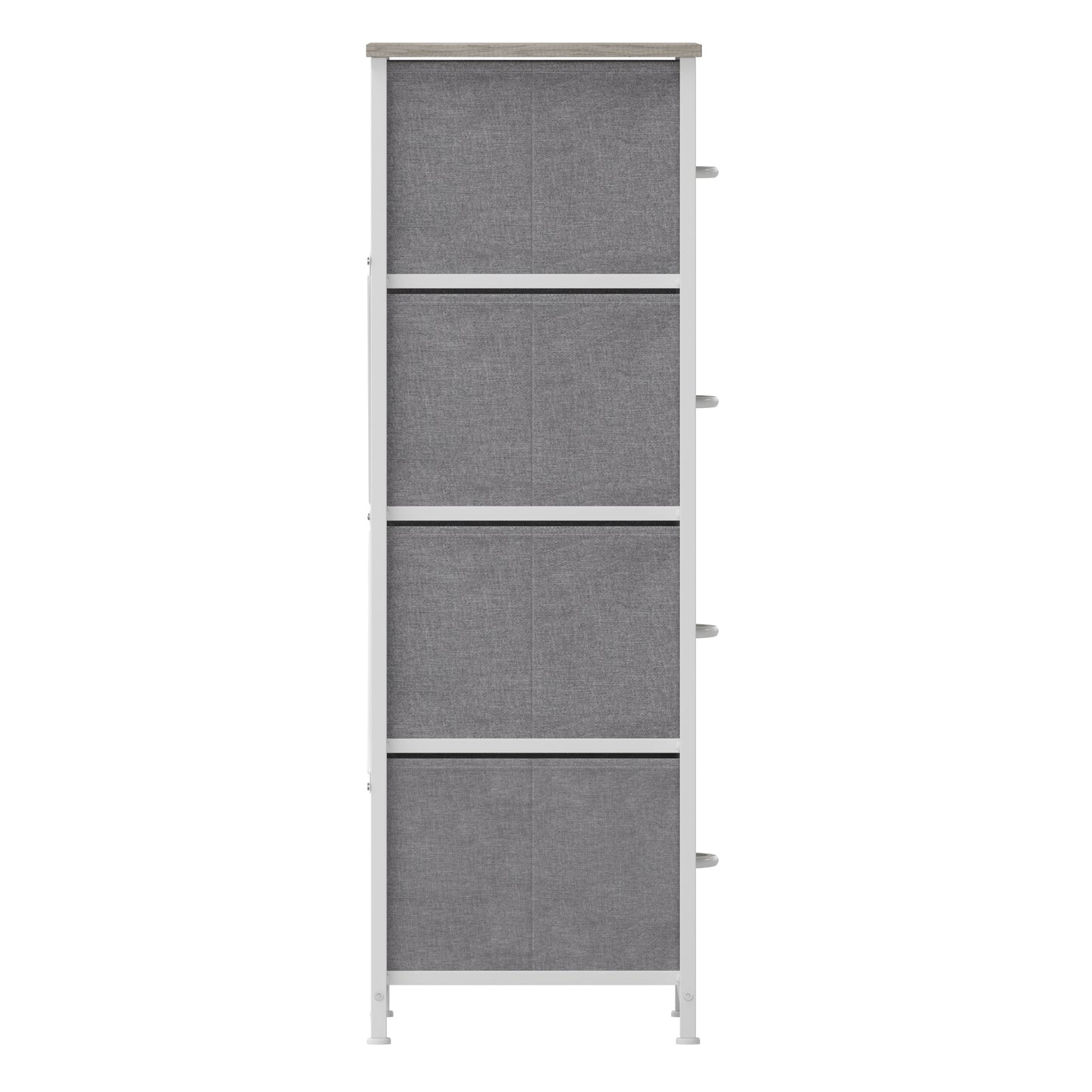 Harris 4 Drawer Storage Dresser with White Cast Iron Frame, Light Natural Wood Top and Easy Pull Engineered Wood Drawers, and White Wooden Handles