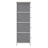 Harris 4 Drawer Storage Dresser with White Cast Iron Frame, Light Natural Wood Top and Easy Pull Engineered Wood Drawers, and White Wooden Handles