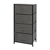 Harris 4 Drawer Wood Top Black Cast Iron Frame Vertical Storage Dresser with Dark Gray Easy Pull Fabric Drawers