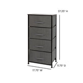Harris 4 Drawer Wood Top Black Cast Iron Frame Vertical Storage Dresser with Dark Gray Easy Pull Fabric Drawers