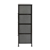 Harris 4 Drawer Wood Top Black Cast Iron Frame Vertical Storage Dresser with Dark Gray Easy Pull Fabric Drawers