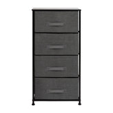 Harris 4 Drawer Wood Top Black Cast Iron Frame Vertical Storage Dresser with Dark Gray Easy Pull Fabric Drawers