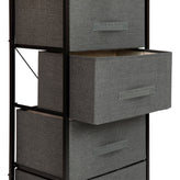 Harris 4 Drawer Wood Top Black Cast Iron Frame Vertical Storage Dresser with Dark Gray Easy Pull Fabric Drawers