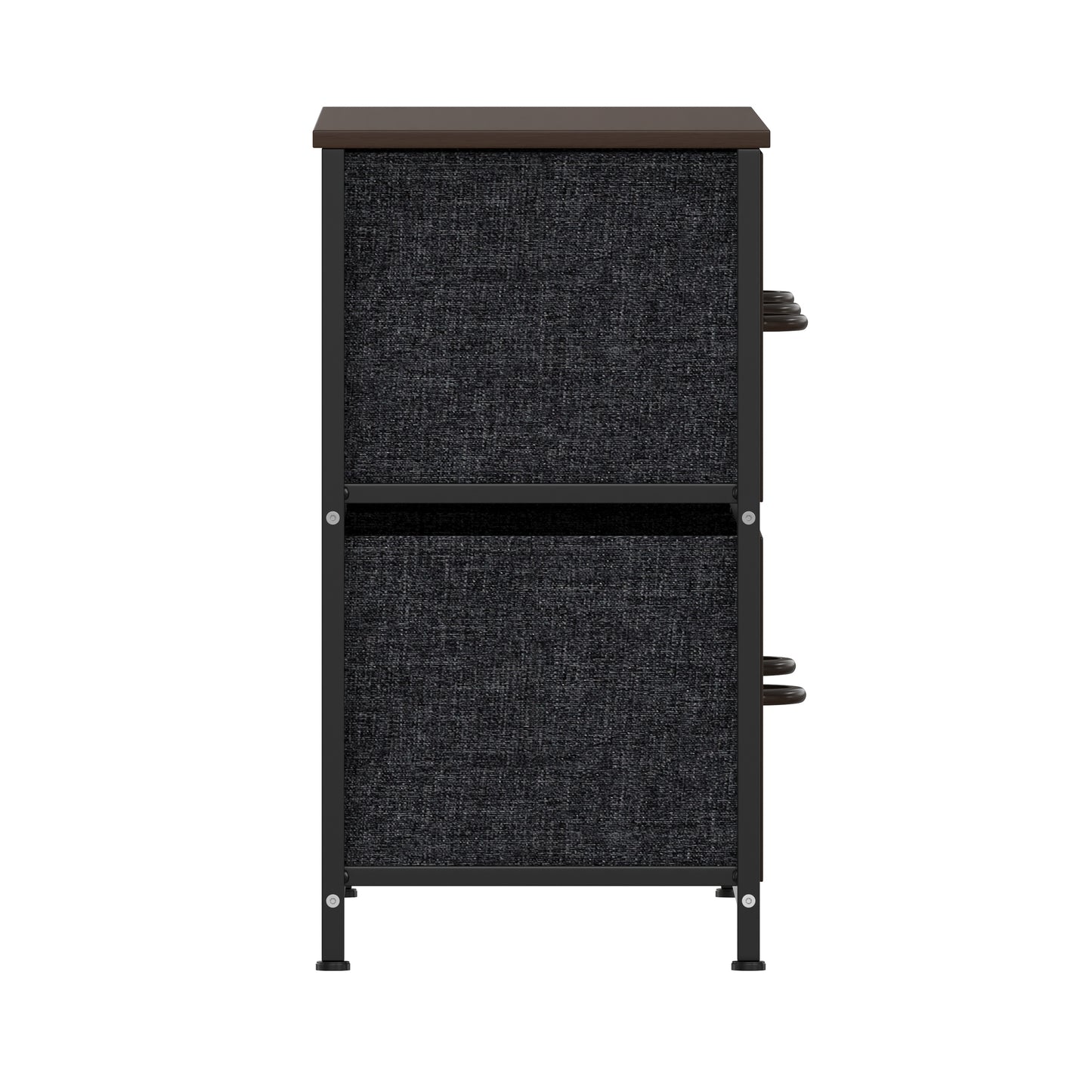Harris 5 Drawer Storage Dresser with Black Cast Iron Frame, Brown Wood Top and Brown Easy Pull Engineered Wood Drawers with Wooden Handles