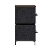 Harris 5 Drawer Storage Dresser with Black Cast Iron Frame, Brown Wood Top and Brown Easy Pull Engineered Wood Drawers with Wooden Handles