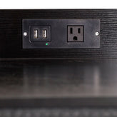 Sodano 4 Drawer Nightstand with Charging Station, 2 USB Ports, 1 Outlet, Black Metal Frame, Black Engineered Wood Top, Charcoal Drawers, Black Handles