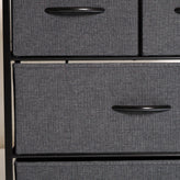 Sodano 4 Drawer Nightstand with Charging Station, 2 USB Ports, 1 Outlet, Black Metal Frame, Black Engineered Wood Top, Charcoal Drawers, Black Handles