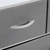 Sodano 4 Drawer Nightstand with Charging Station, 2 USB Ports, 1 Outlet, White Metal Frame, White Engineered Wood Top, Gray Drawers, White Handles