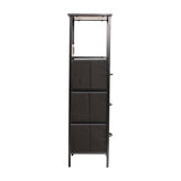 Sodano 3 Drawer Nightstand with Charging Station, 2 USB Ports, 1 Outlet, Black Metal Frame, Black Engineered Wood Top, Charcoal Drawers, Black Handles