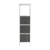 Sodano 3 Drawer Nightstand with Charging Station, 2 USB Ports, 1 Outlet, White Metal Frame, White Engineered Wood Top, Gray Drawers, White Handles