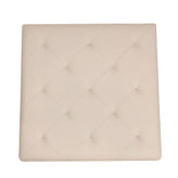 Ashton 30" Square LeatherSoft Tufted Ottoman with Metal Frame, Beige LeatherSoft/Black Frame