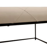 Ashton 30" Square LeatherSoft Tufted Ottoman with Metal Frame, Beige LeatherSoft/Black Frame