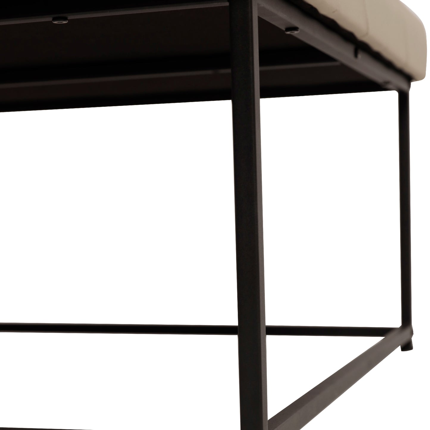 Ashton 30" Square LeatherSoft Tufted Ottoman with Metal Frame, Beige LeatherSoft/Black Frame