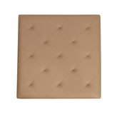 Ashton 30" Square LeatherSoft Tufted Ottoman with Metal Frame, Light Brown LeatherSoft/Black Frame
