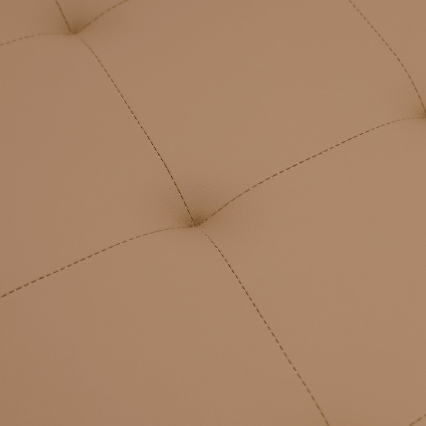 Ashton 30" Square LeatherSoft Tufted Ottoman with Metal Frame, Light Brown LeatherSoft/Black Frame