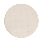 Ashton 34" Round Cotton Linen Tufted Ottoman with Metal Frame, Beige Cotton Linen/Black Frame