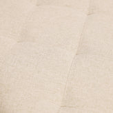 Ashton 34" Round Cotton Linen Tufted Ottoman with Metal Frame, Beige Cotton Linen/Black Frame