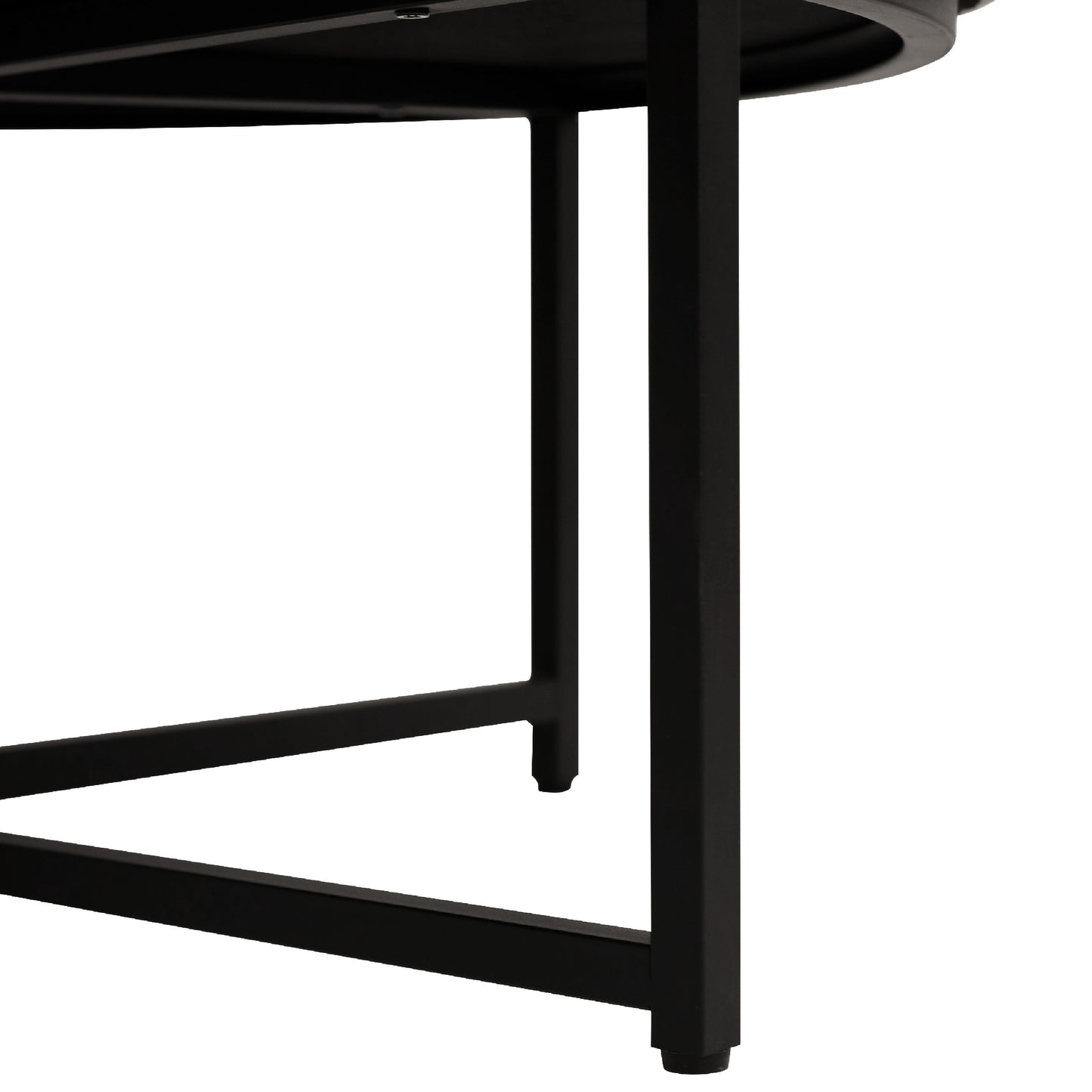 Ashton 34" Round Cotton Linen Tufted Ottoman with Metal Frame, Gray Cotton Linen/Black Frame