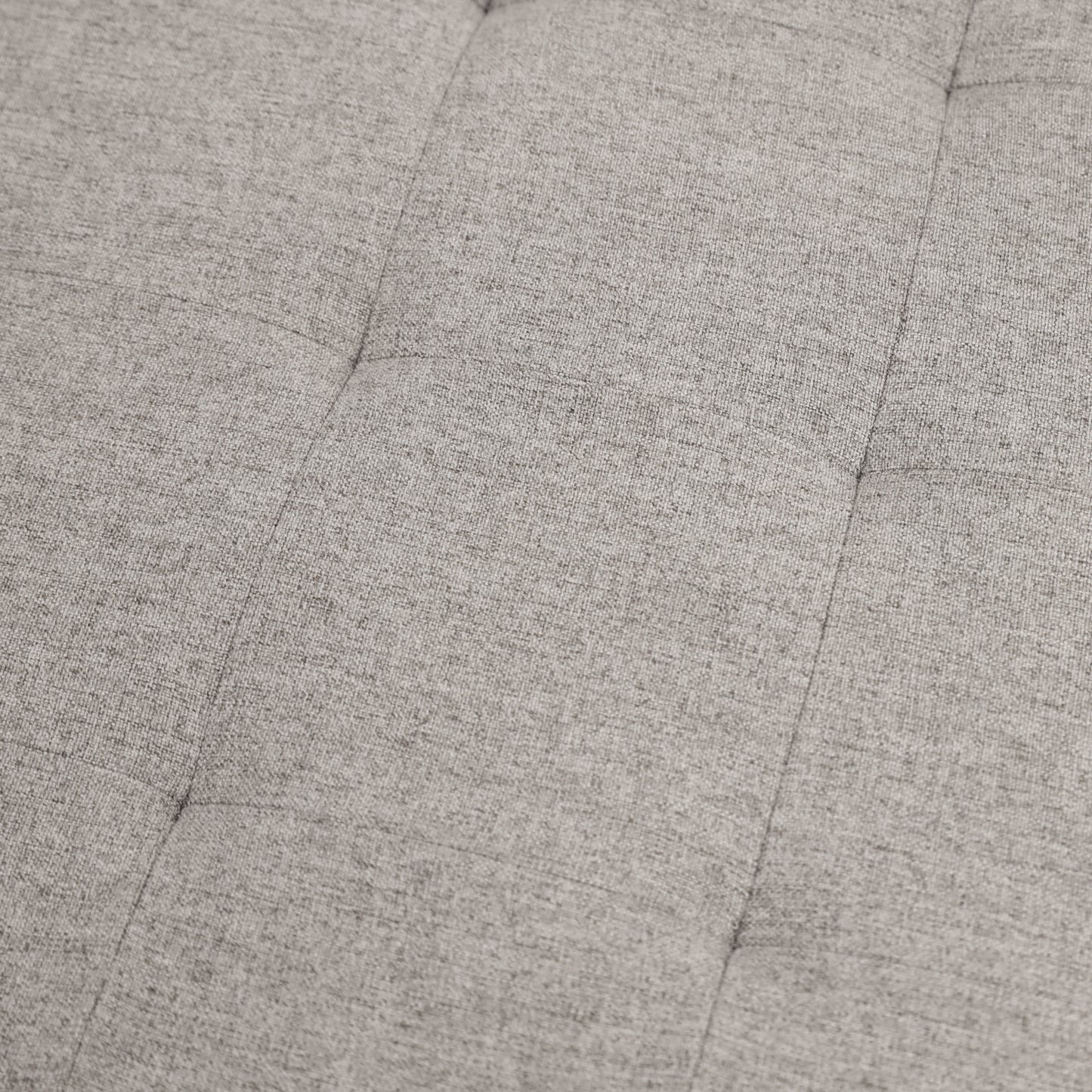 Ashton 34" Round Cotton Linen Tufted Ottoman with Metal Frame, Gray Cotton Linen/Black Frame